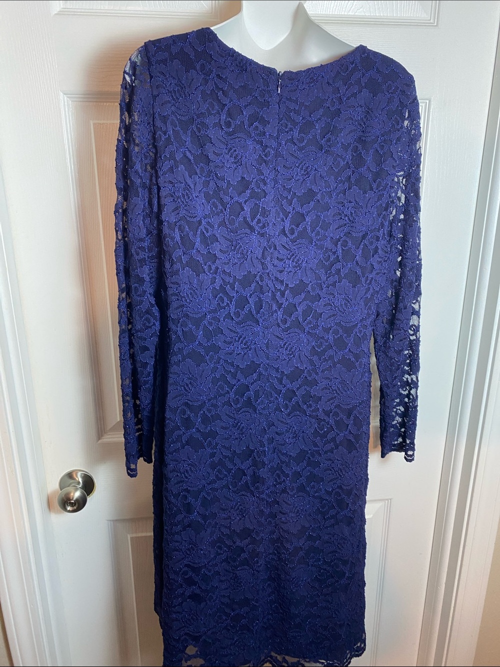 Ralph Lauren Sapphire Blue Long Sleeve Lace Sheath Dress - Picture 6 of 12